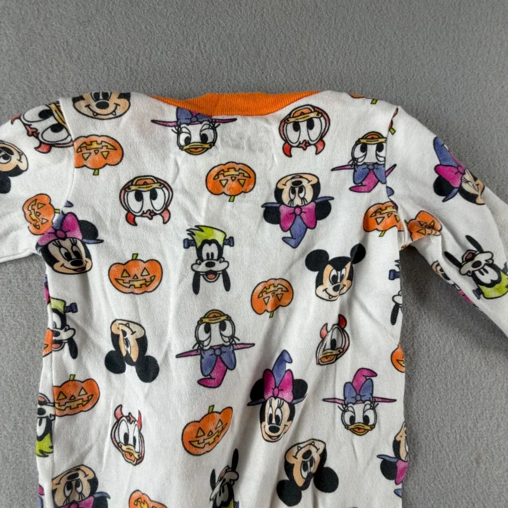 Disney Halloween Footed Sleeper 0/3M White Mickey Minnie Goofy Pumpkin Costume
